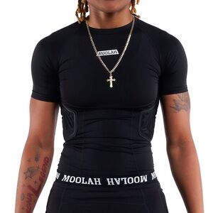 Moolah Basketball Black‎ Short Sleeve Padded Compression Tee Size XXL NWOT